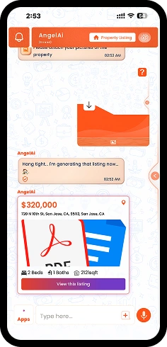 AngelAi app: generating a property listing with price and photos