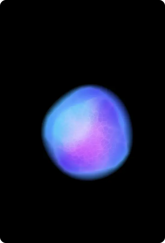 Glowing blue and violet orb with honeycomb cell texture, representing Roshni's self-sufficient Cell network